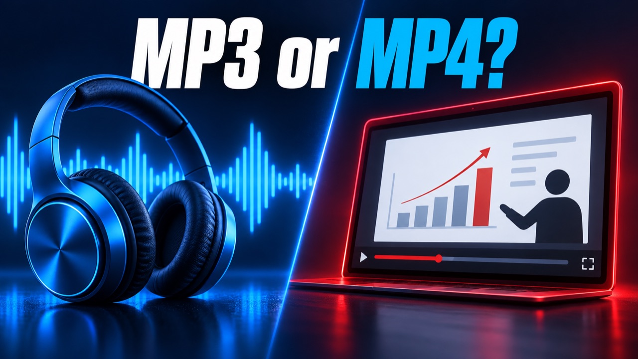 Headphones compared with a lesson video screen