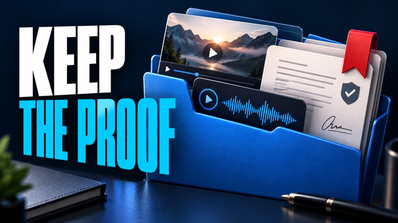 Organized project folder containing video, audio, and license notes
